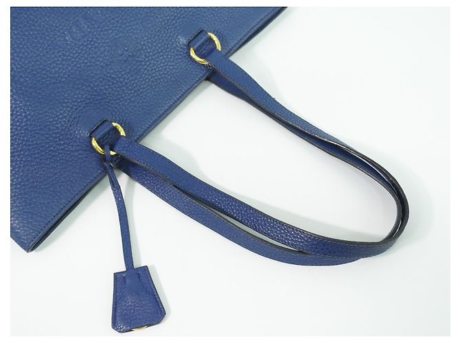 Prada Embossed Logo Open Tote Leather Blue - view 7