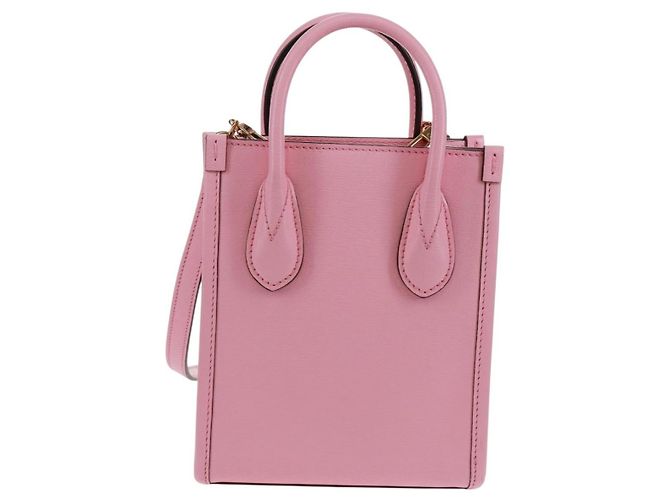 Gucci Mini Tote Vertical in Pelle Stampata Rosa - vista 2