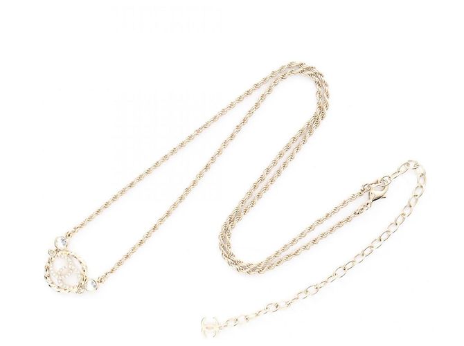 Chanel Coco Mark vergoldete Strass-Halskette Golden - Ansicht 3