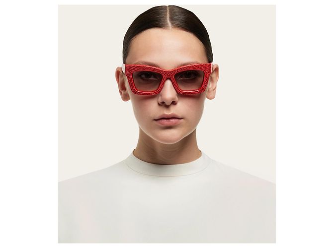 Salvatore Ferragamo Gafas de sol con cristales Swarovski Roja - vista 2