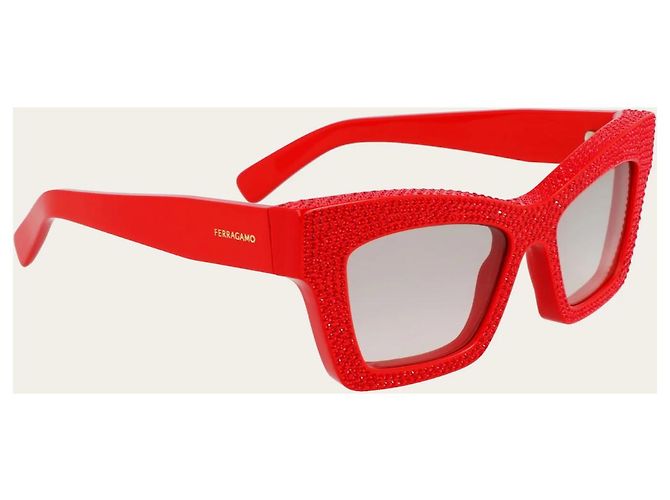 Salvatore Ferragamo Gafas de sol con cristales Swarovski Roja - vista 4