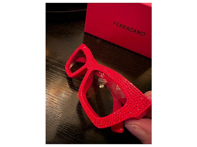 Salvatore Ferragamo Gafas de sol con cristales Swarovski Roja - vista 7