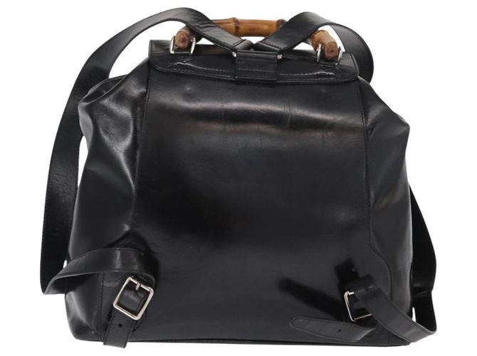 Gucci Vintage Bamboo Leather Medium Schwarz - Ansicht 2