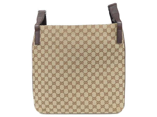 Borsa a Spalla Gucci GG Canvas Beige Marrone scuro - vista 2