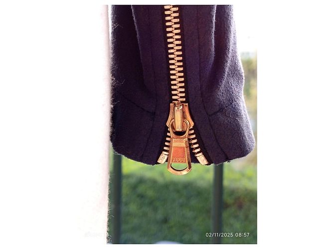 Emilio Pucci Blue Suede Effect Jacket with Gold Finishes - view 12