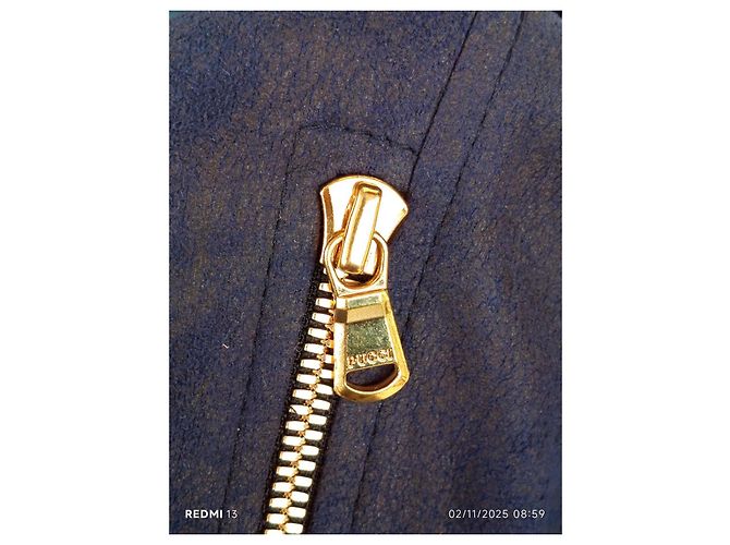 Emilio Pucci Blue Suede Effect Jacket with Gold Finishes - view 13