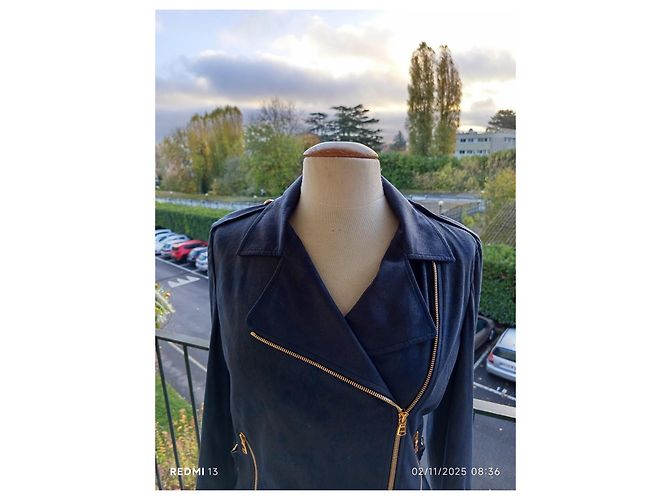 Emilio Pucci Blue Suede Effect Jacket with Gold Finishes - view 2