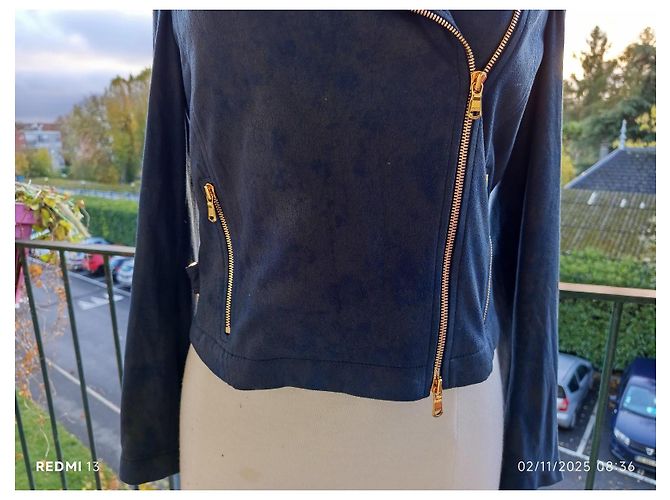 Emilio Pucci Blue Suede Effect Jacket with Gold Finishes - view 3