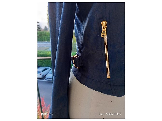 Emilio Pucci Blue Suede Effect Jacket with Gold Finishes - view 4