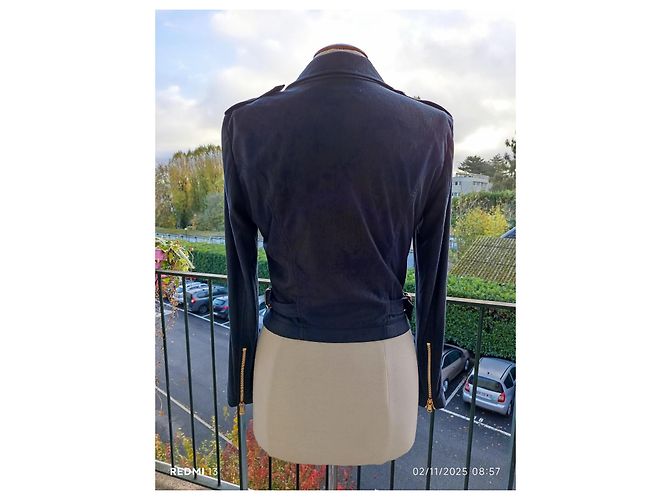 Emilio Pucci Blue Suede Effect Jacket with Gold Finishes - view 9