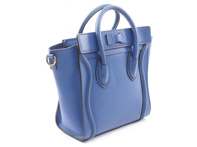 Céline Borsa a mano Celine Luggage Nano Shopper Blu - vista 2