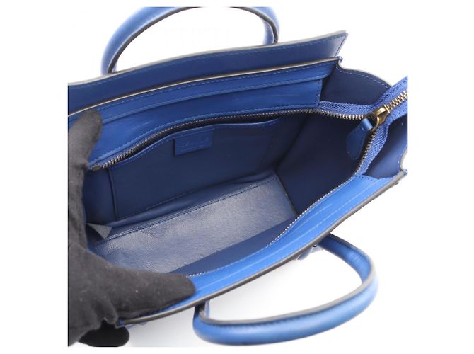Céline Borsa a mano Celine Luggage Nano Shopper Blu - vista 3