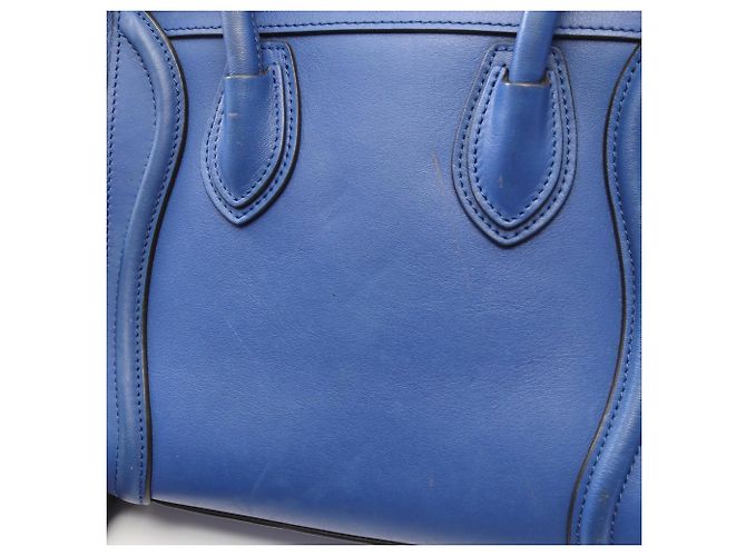 Céline Borsa a mano Celine Luggage Nano Shopper Blu - vista 7