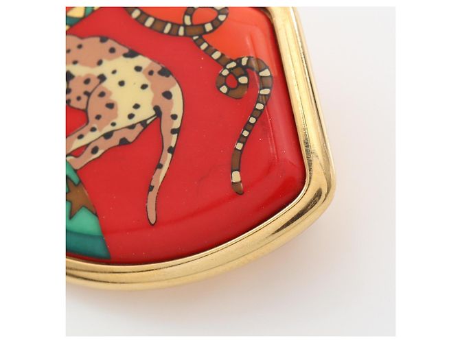 Emaille-Brosche von Hermès Rot Mehrfarben Golden - Ansicht 4
