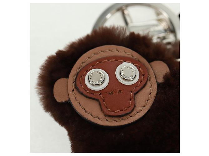 LOUIS VUITTON Bijoux Sac Porte Cl Monkey Charm Pelliccia Marrone MP1997 LV Auth 164311M - vista 2
