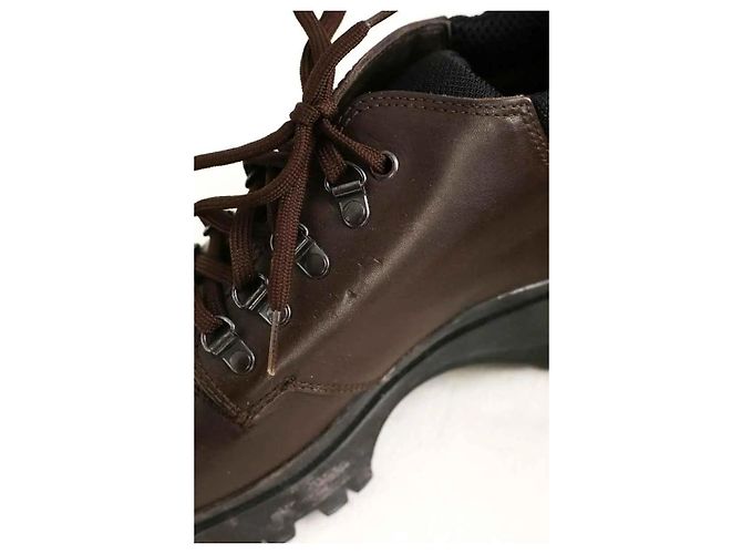 Prada Sapatos de couro marrom com cadarço - vista 6