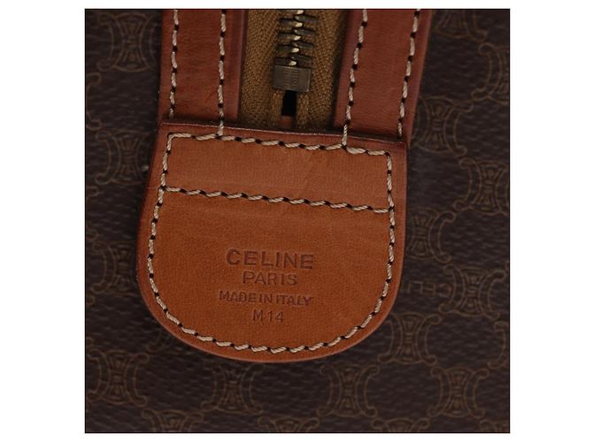 Céline Borsa Boston in tela Macadam CELINE in pelle PVC marrone oro Auth 163655 D'oro - vista 12
