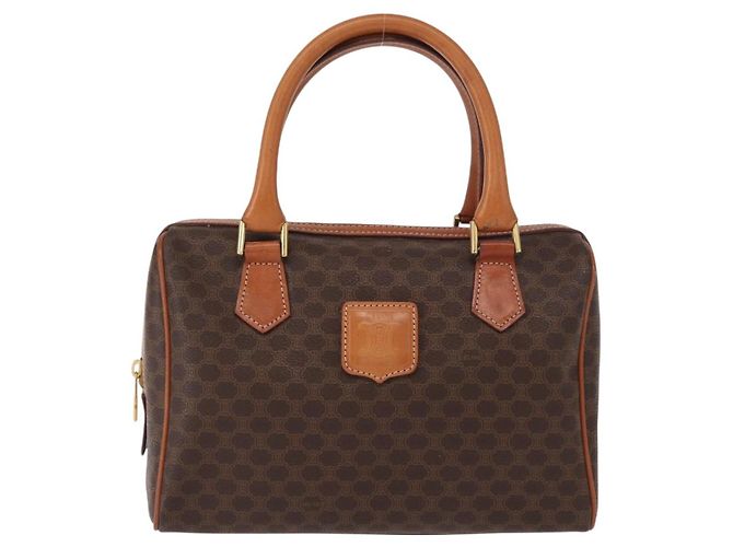 Céline Borsa Boston in tela Macadam CELINE in pelle PVC marrone oro Auth 163655 D'oro - vista 13
