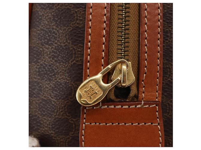 Céline Borsa Boston in tela Macadam CELINE in pelle PVC marrone oro Auth 163655 D'oro - vista 17