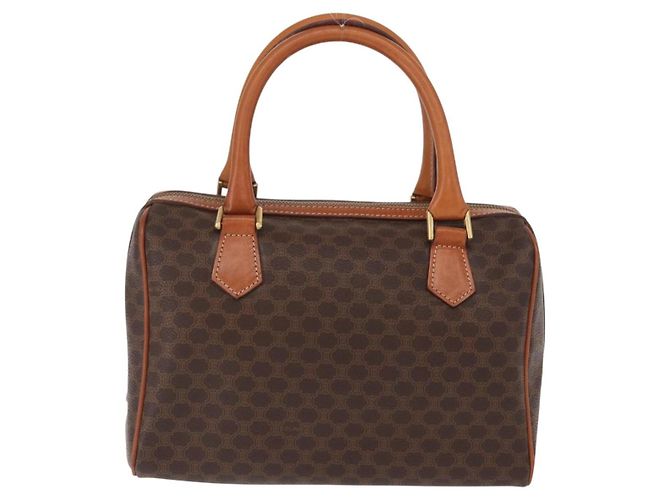 Céline Borsa Boston in tela Macadam CELINE in pelle PVC marrone oro Auth 163655 D'oro - vista 2