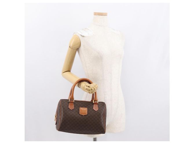 Céline Borsa Boston in tela Macadam CELINE in pelle PVC marrone oro Auth 163655 D'oro - vista 23