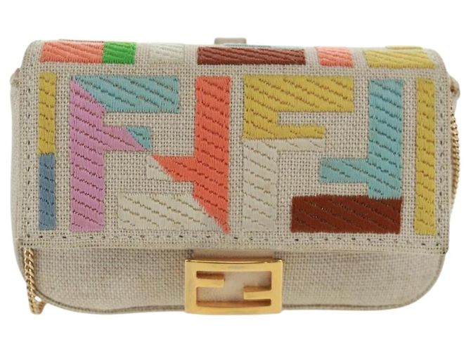 FENDI Zucca Canvas Micro Bucket Charm Mehrfarbig Gold Auth 163112SAM Mehrfarben Golden - Ansicht 13