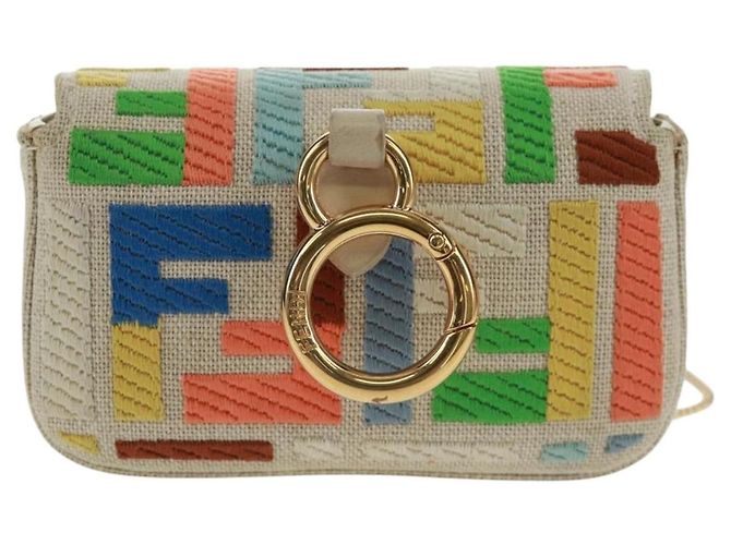 FENDI Zucca Canvas Micro Bucket Charm Mehrfarbig Gold Auth 163112SAM Mehrfarben Golden - Ansicht 2