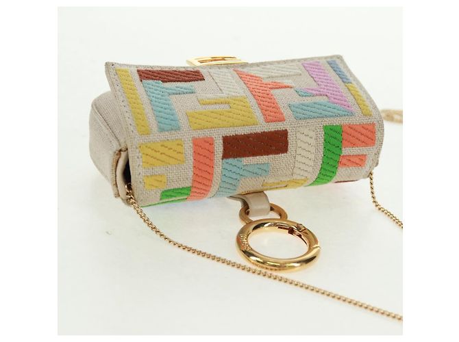 FENDI Zucca Canvas Micro Bucket Charm Mehrfarbig Gold Auth 163112SAM Mehrfarben Golden - Ansicht 6