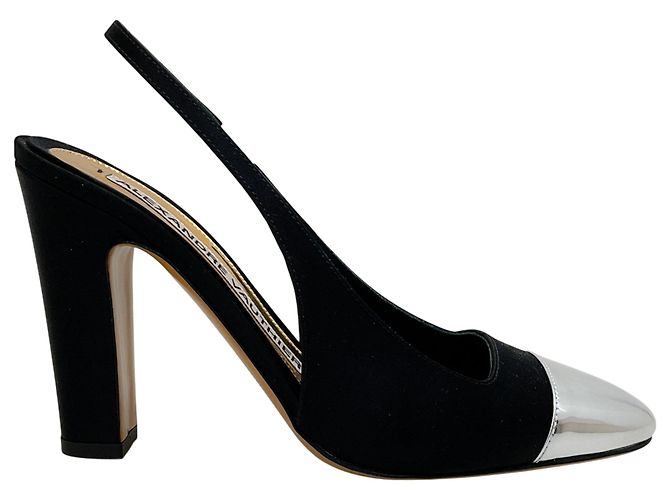 Pumps Slingback in Satin Nero Alexandre Vauthier con Punta Argento - vista 2