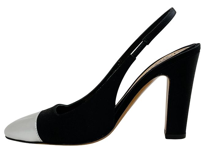 Pumps Slingback in Satin Nero Alexandre Vauthier con Punta Argento - vista 3