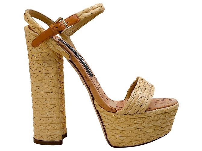 Plattformsandalen aus natürlichem Raphia von Dolce & Gabbana - Ansicht 2