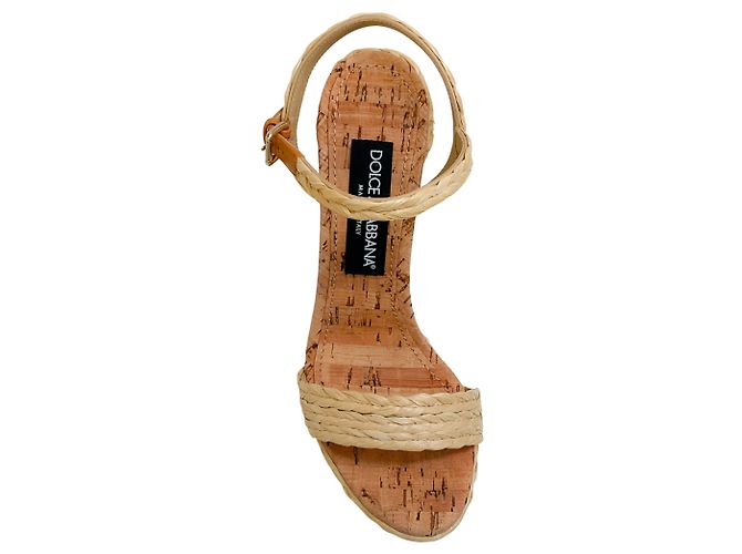 Plattformsandalen aus natürlichem Raphia von Dolce & Gabbana - Ansicht 4