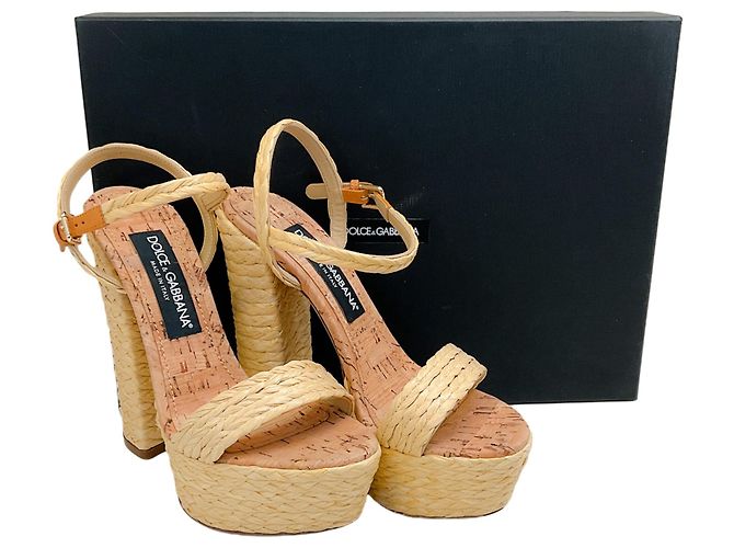 Plattformsandalen aus natürlichem Raphia von Dolce & Gabbana - Ansicht 6