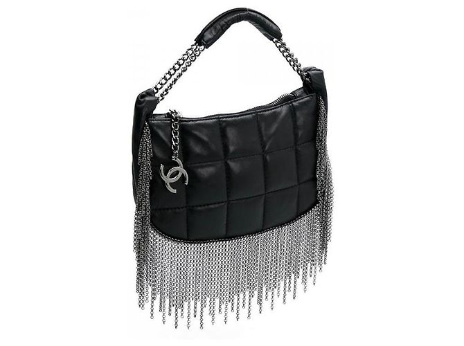 Seltene Chanel 02A Mini Schwarze Gequiltete Lammleder Tasche mit Silberner CC Kette Silber Hardware - Ansicht 2