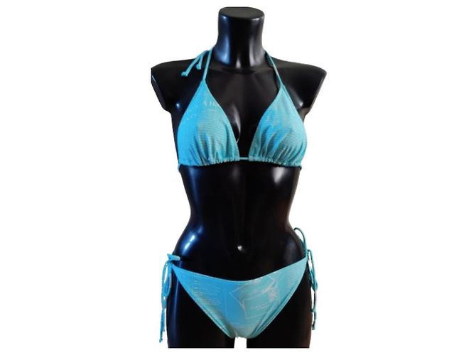 Neuer John Galliano Gazette Bikini Badeanzug 42 Blau - Ansicht 2
