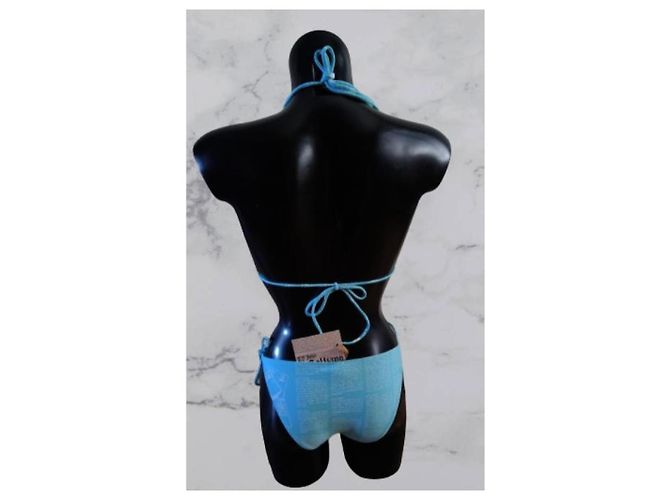 Neuer John Galliano Gazette Bikini Badeanzug 42 Blau - Ansicht 4