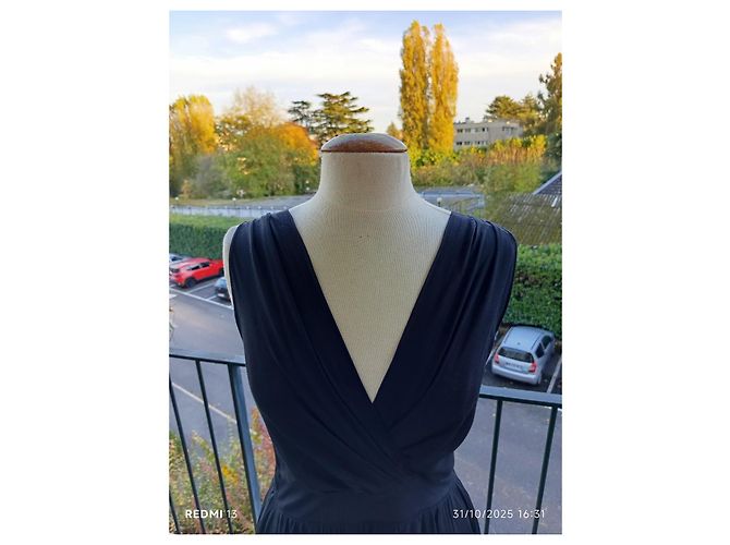 Vestido asimétrico negro de viscosa Elisabetta Franchi - vista 2