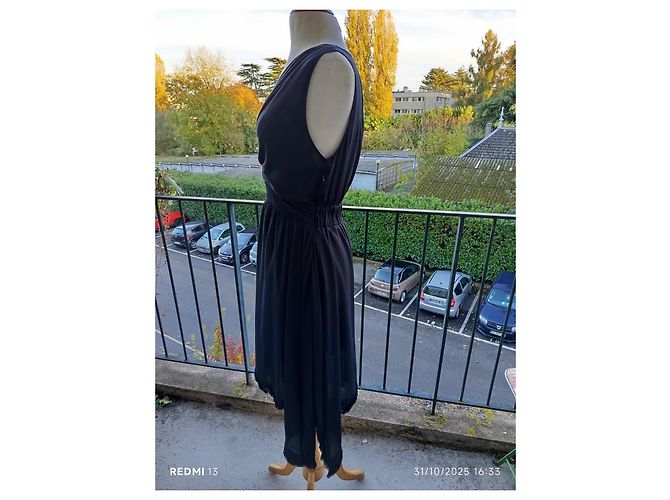 Vestido asimétrico negro de viscosa Elisabetta Franchi - vista 6