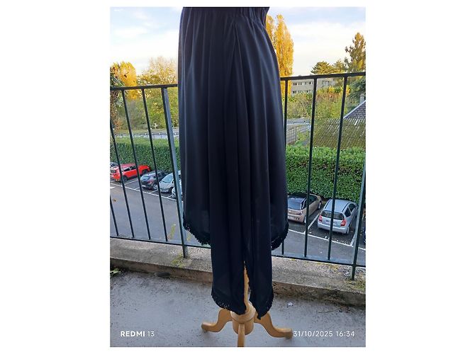 Vestido asimétrico negro de viscosa Elisabetta Franchi - vista 7