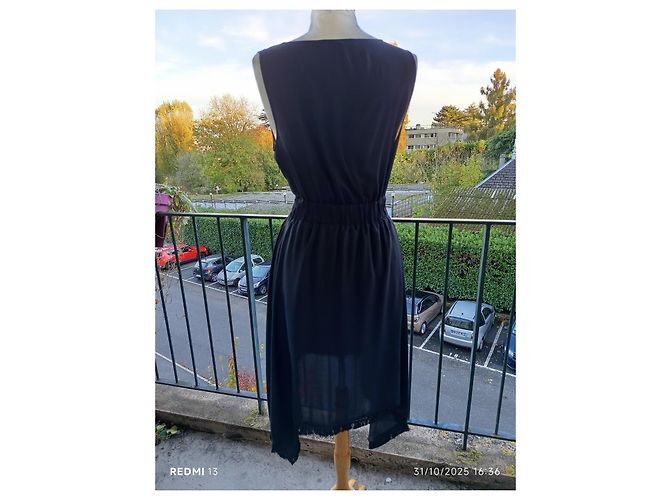 Vestido asimétrico negro de viscosa Elisabetta Franchi - vista 9