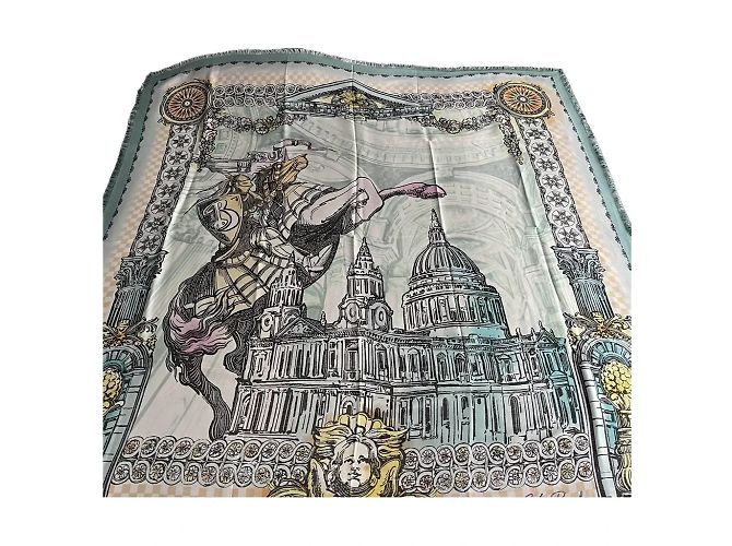Stola Burberry London in seta Cattedrale di San Paolo Nero Multicolore - vista 4