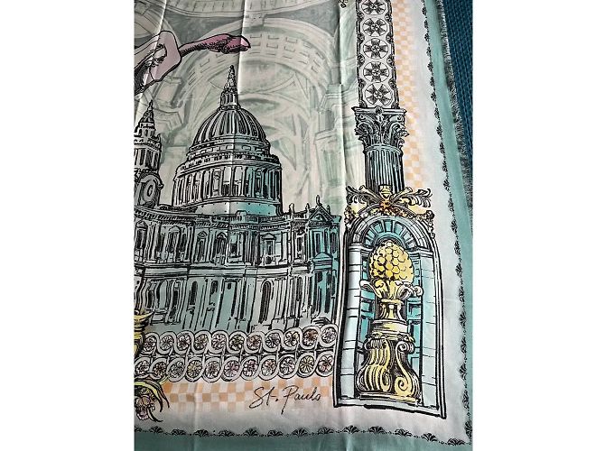 Stola Burberry London in seta Cattedrale di San Paolo Nero Multicolore - vista 5