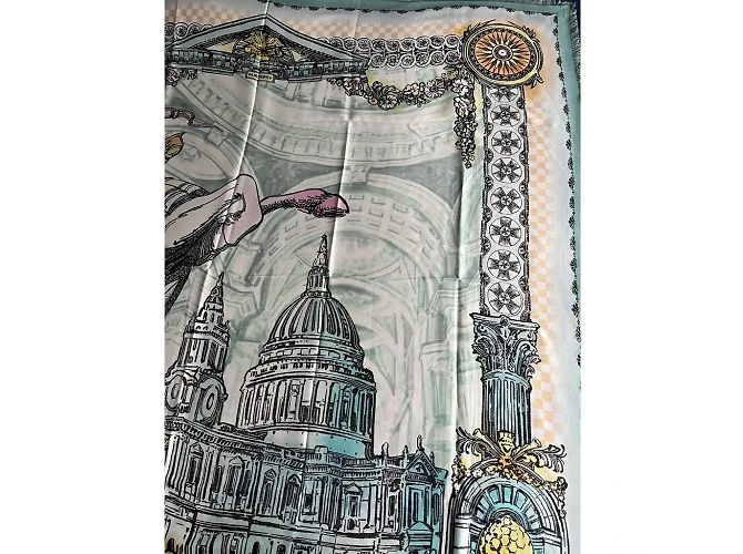 Stola Burberry London in seta Cattedrale di San Paolo Nero Multicolore - vista 6