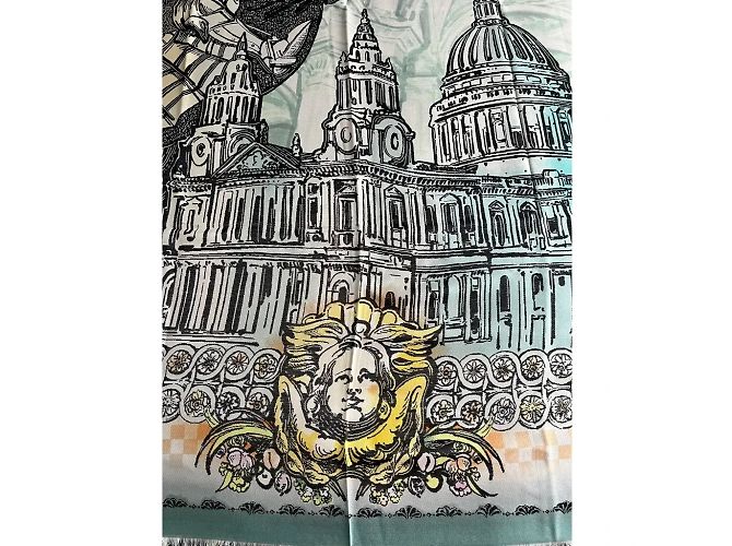 Stola Burberry London in seta Cattedrale di San Paolo Nero Multicolore - vista 7