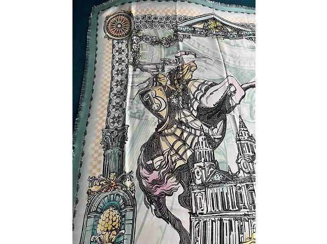Stola Burberry London in seta Cattedrale di San Paolo Nero Multicolore - vista 9
