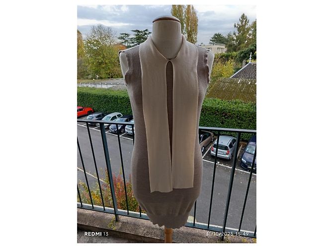 Fendi Strickkleid aus Kaschmir und Seide Beige Creme Roh - Ansicht 11