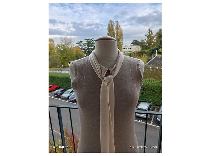 Fendi Strickkleid aus Kaschmir und Seide Beige Creme Roh - Ansicht 2