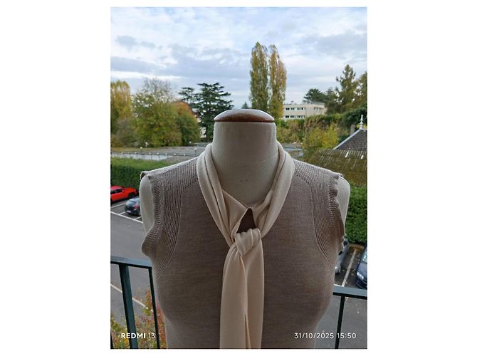 Fendi Strickkleid aus Kaschmir und Seide Beige Creme Roh - Ansicht 3