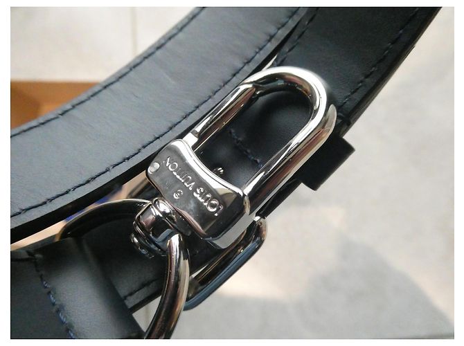 nuova tracolla Louis Vuitton 120cms in pelle per borsa da viaggio Keepall Blu navy - vista 2