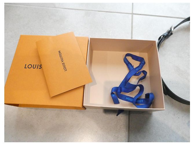 nuova tracolla Louis Vuitton 120cms in pelle per borsa da viaggio Keepall Blu navy - vista 7